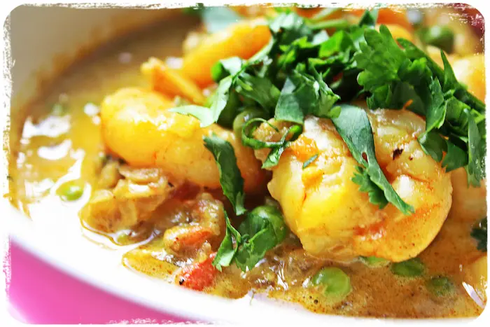 curry crevette et petit pois